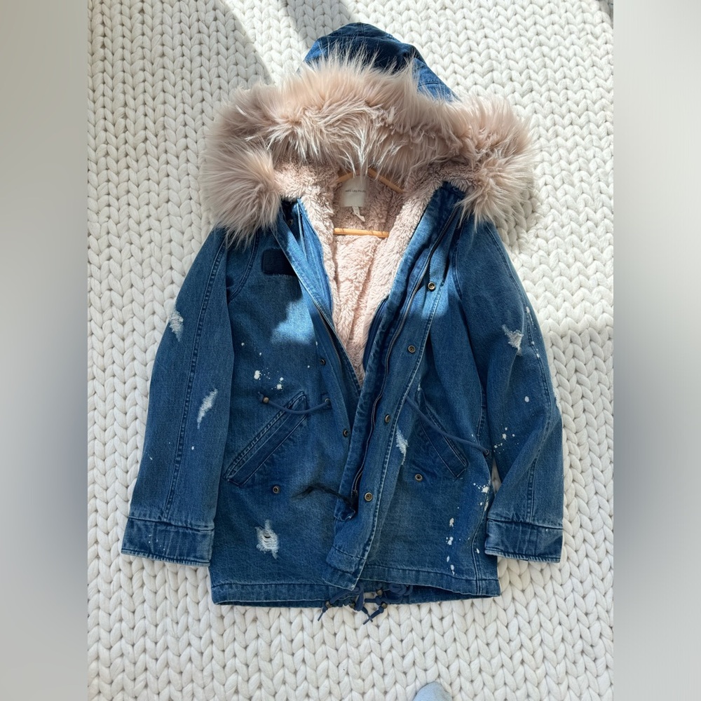Avec les filles sherpa lined jean jacket size S